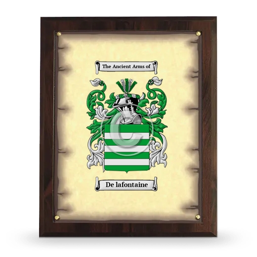 De lafontaine Coat of Arms Plaque